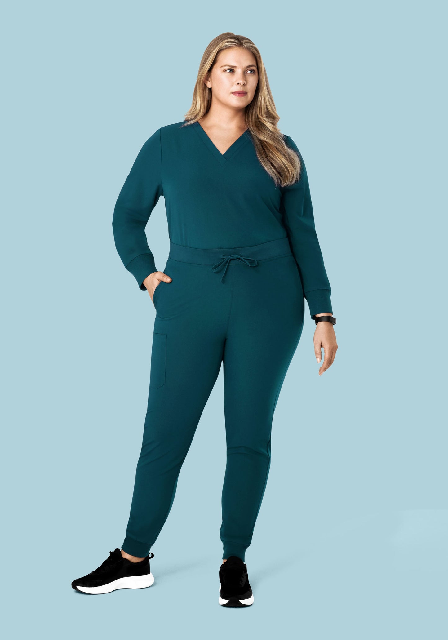 Long Sleeve 6 Pocket Top Caribbean Blue