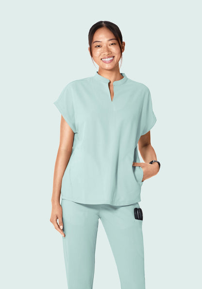 Mandarin Dolman Top Sterling Blue