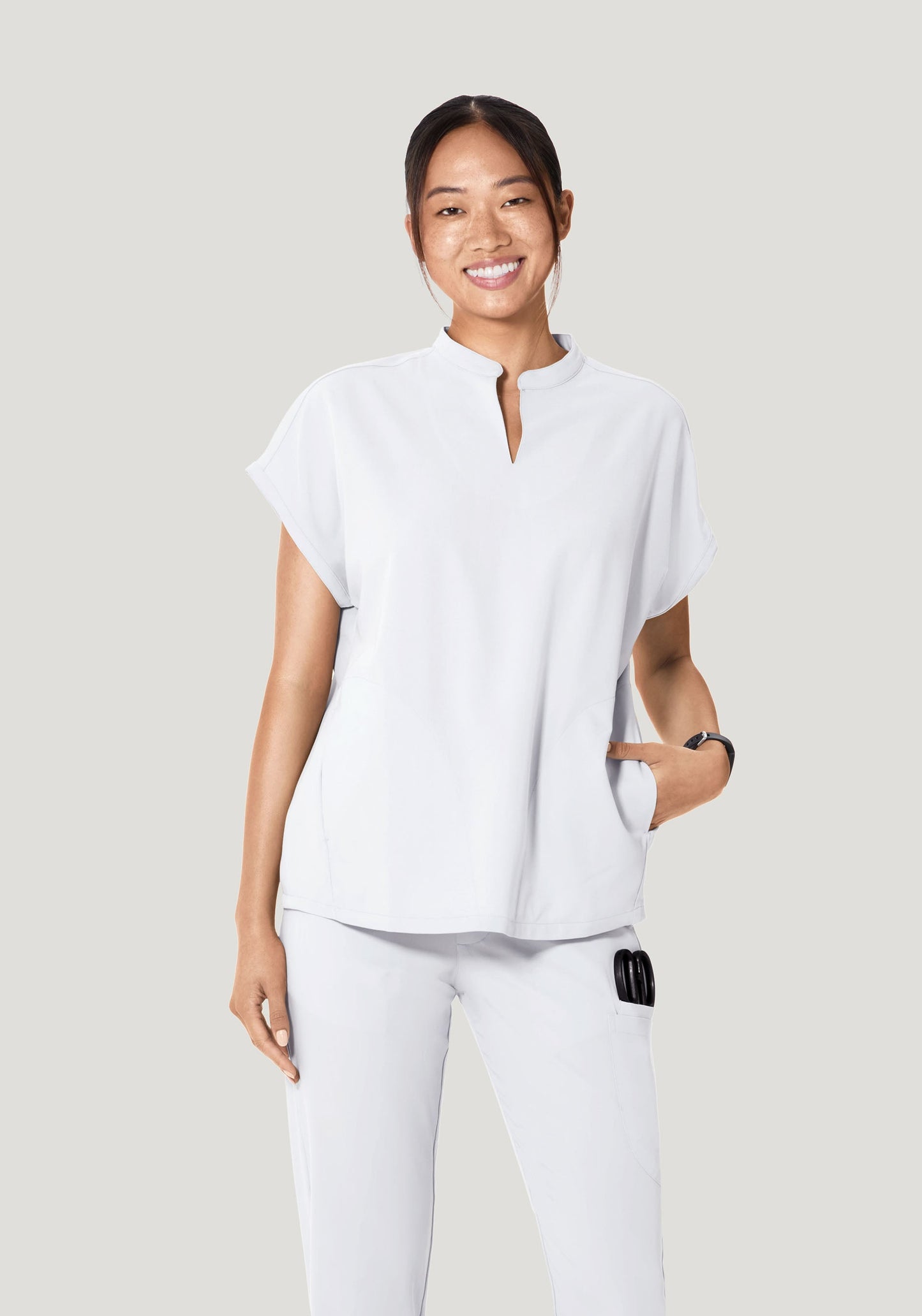 Mandarin Dolman Top White