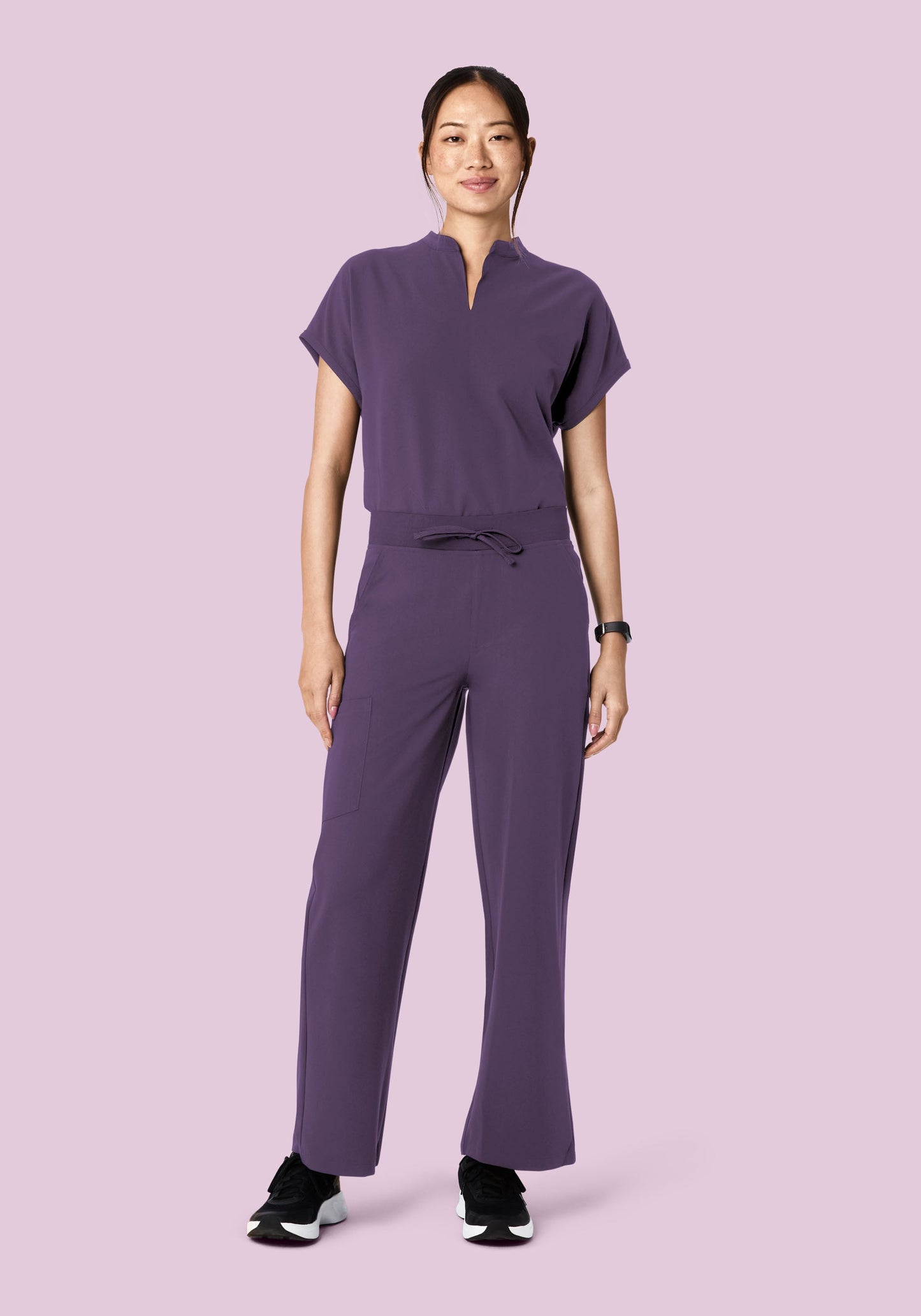 High Waisted Wide Leg Deep Dewberry