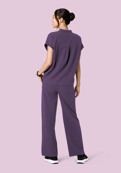 High Waisted Wide Leg Deep Dewberry