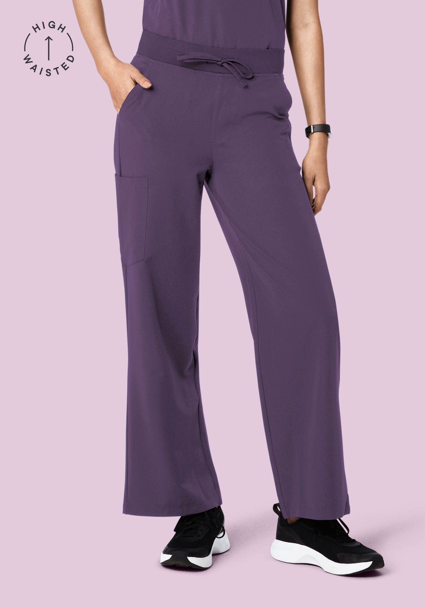High Waisted Wide Leg Deep Dewberry