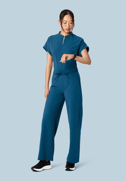 Mandarin Dolman Top Harbor Blue