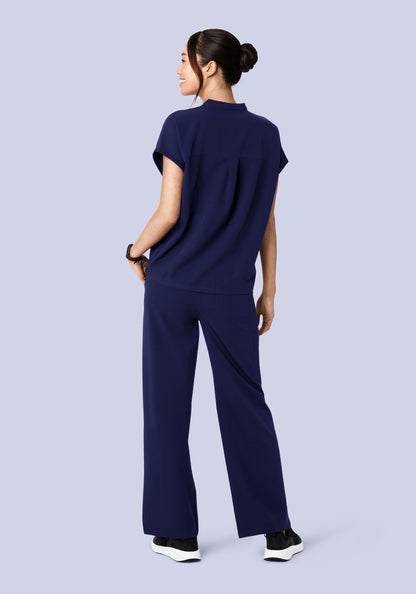 High Waisted Wide Leg Navy