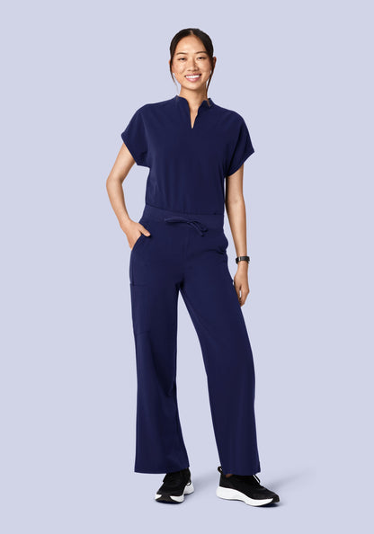 High Waisted Wide Leg Navy