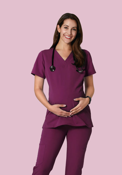 Maternity One Pocket Top Plum