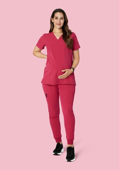 Maternity One Pocket Top Deep Rose