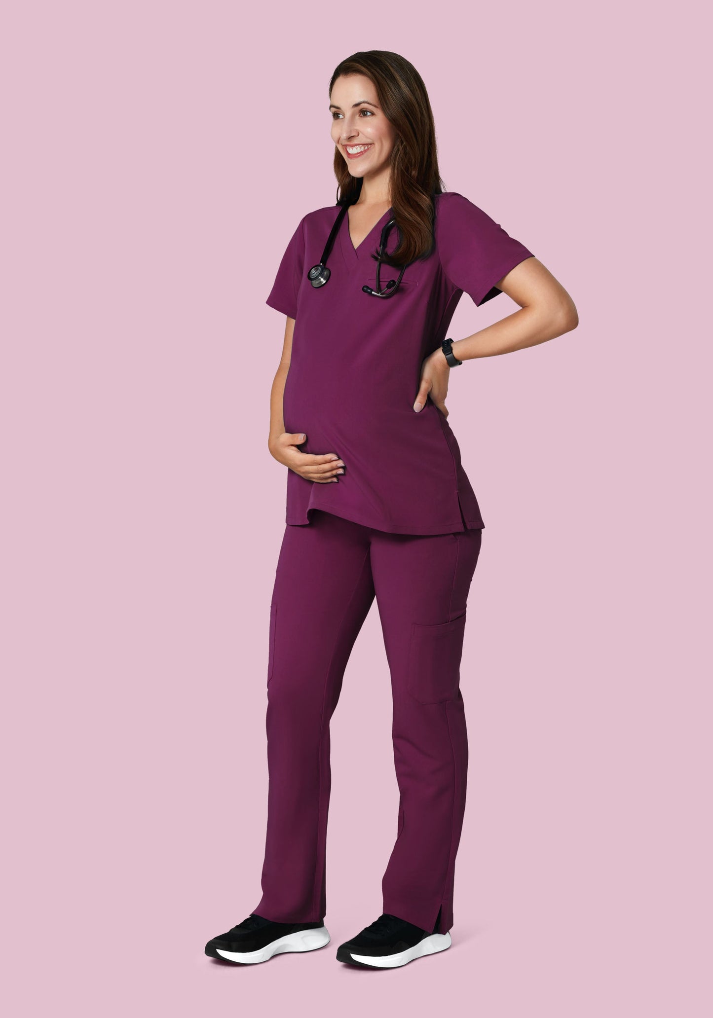 Maternity One Pocket Top Plum