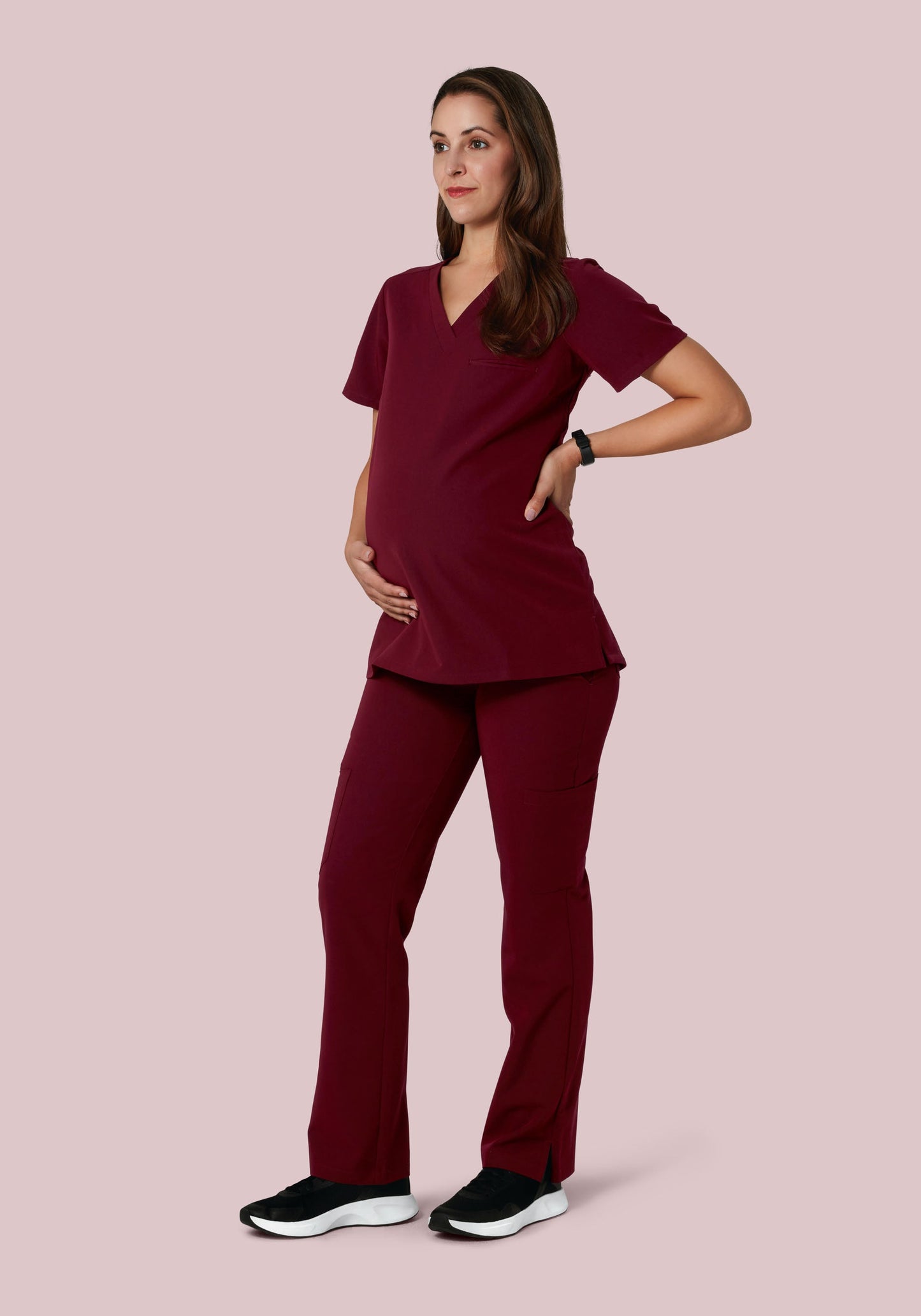Maternity One Pocket Top Wine