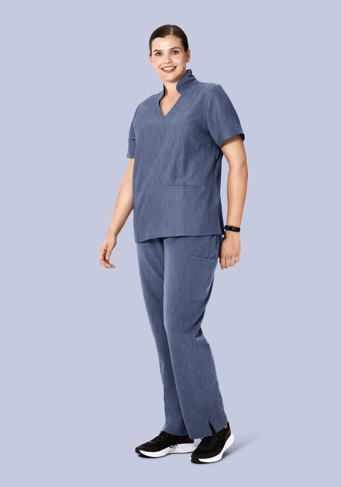 Multi Wear Collar Top Heather Denim