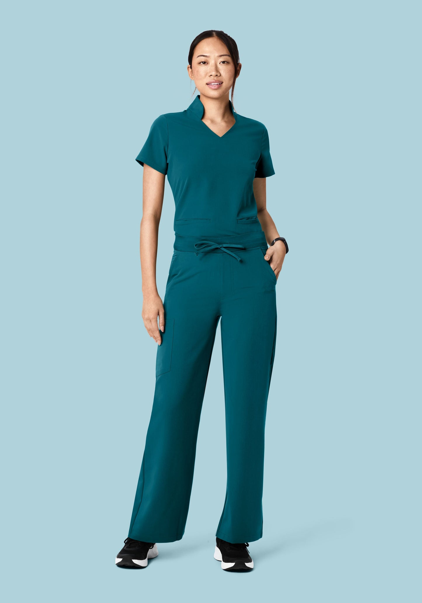 High Waisted Wide Leg Caribbean Blue