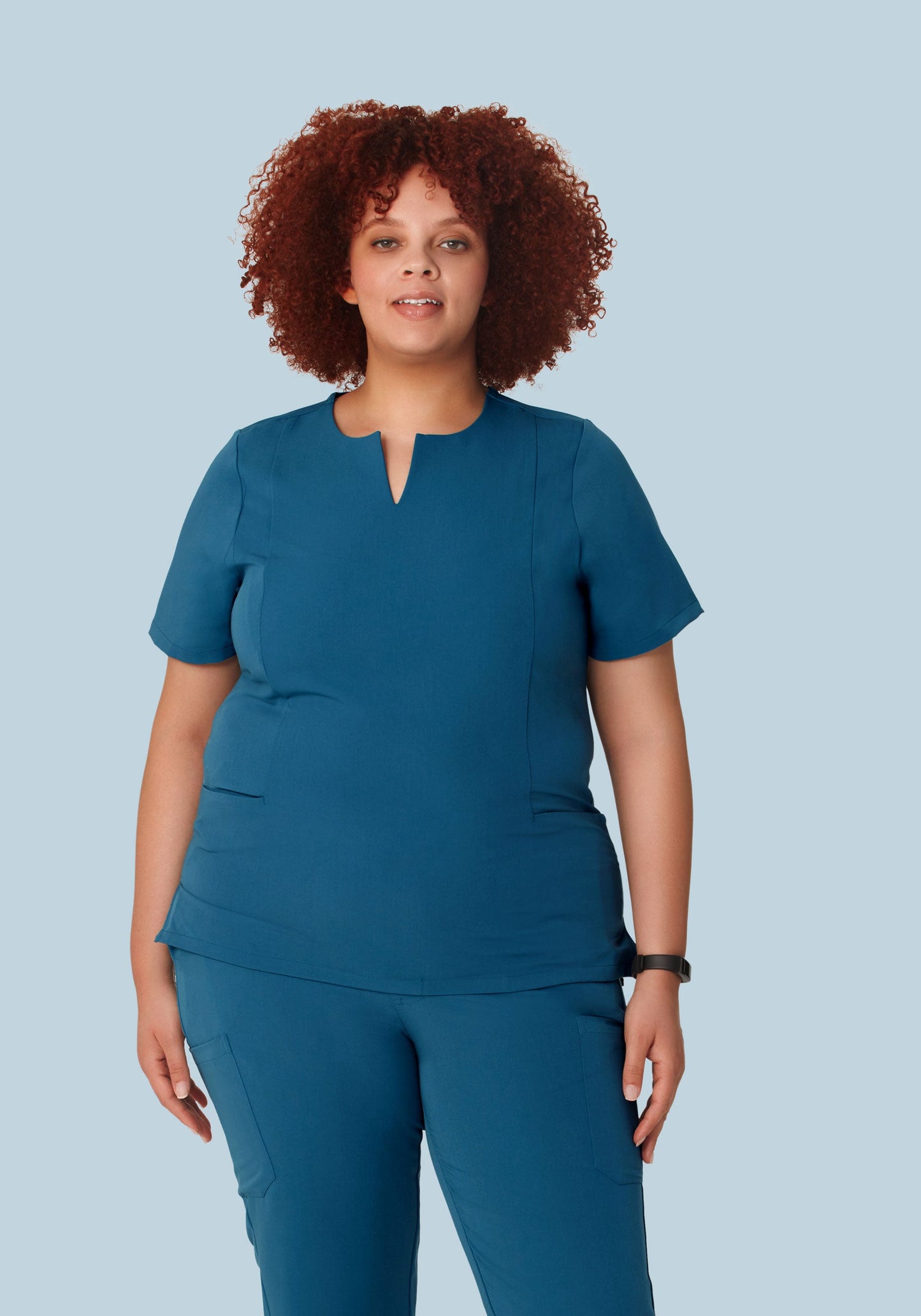 5 Pocket Notch Neck Top Harbor Blue