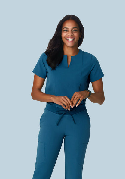 5 Pocket Notch Neck Top Harbor Blue