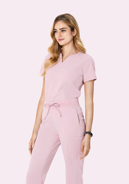5 Pocket Notch Neck Top Blush Blossom