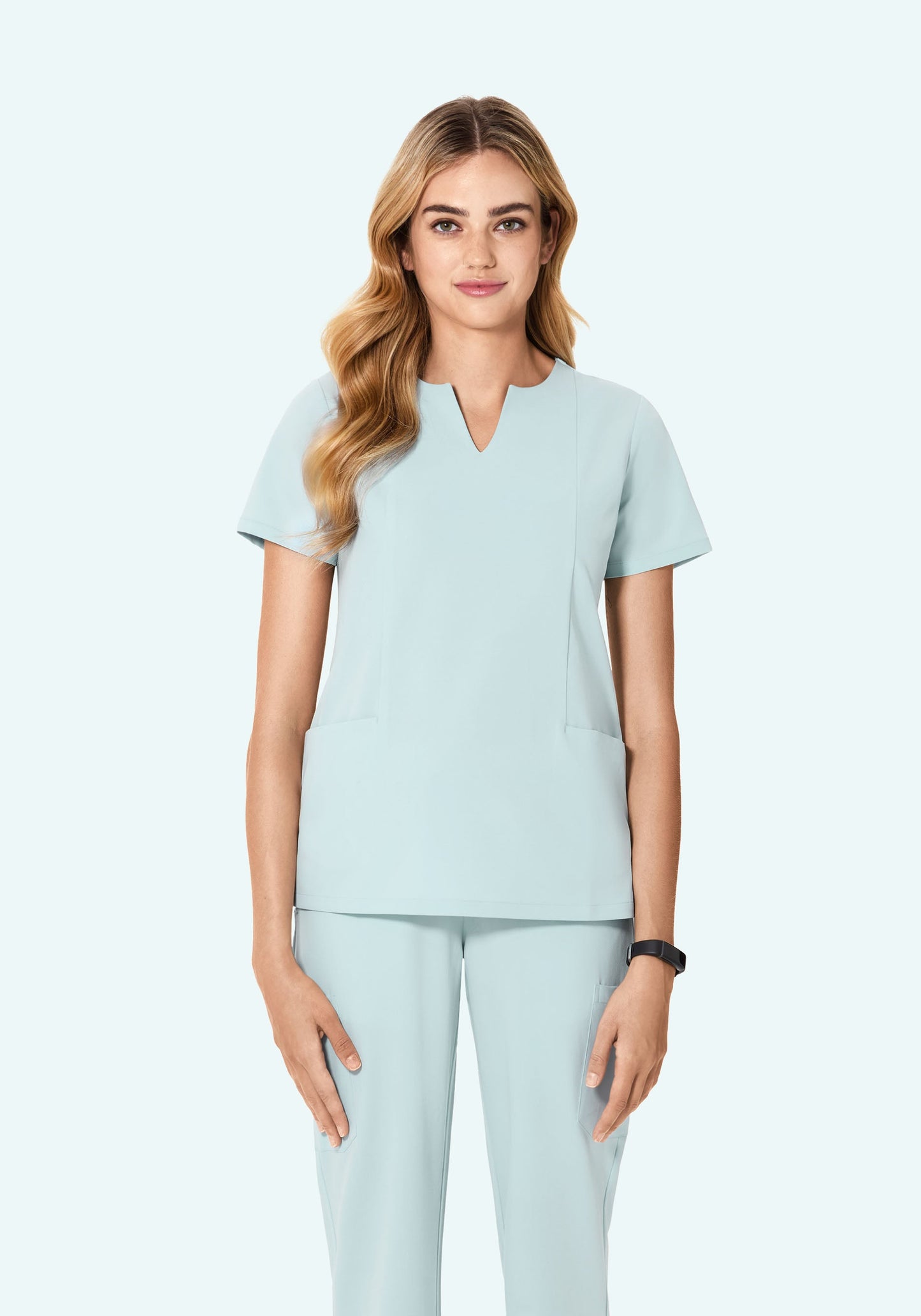 5 Pocket Notch Neck Top Sky