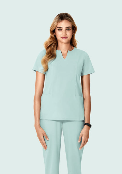 5 Pocket Notch Neck Top Sterling Blue