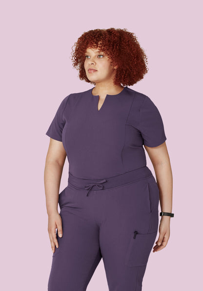 5 Pocket Notch Neck Top Deep Dewberry