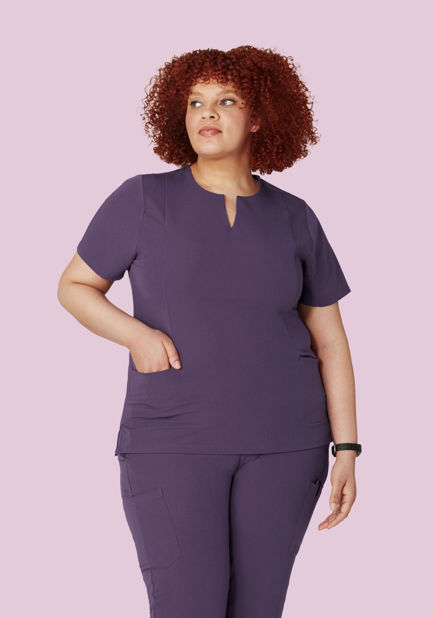 5 Pocket Notch Neck Top Deep Dewberry