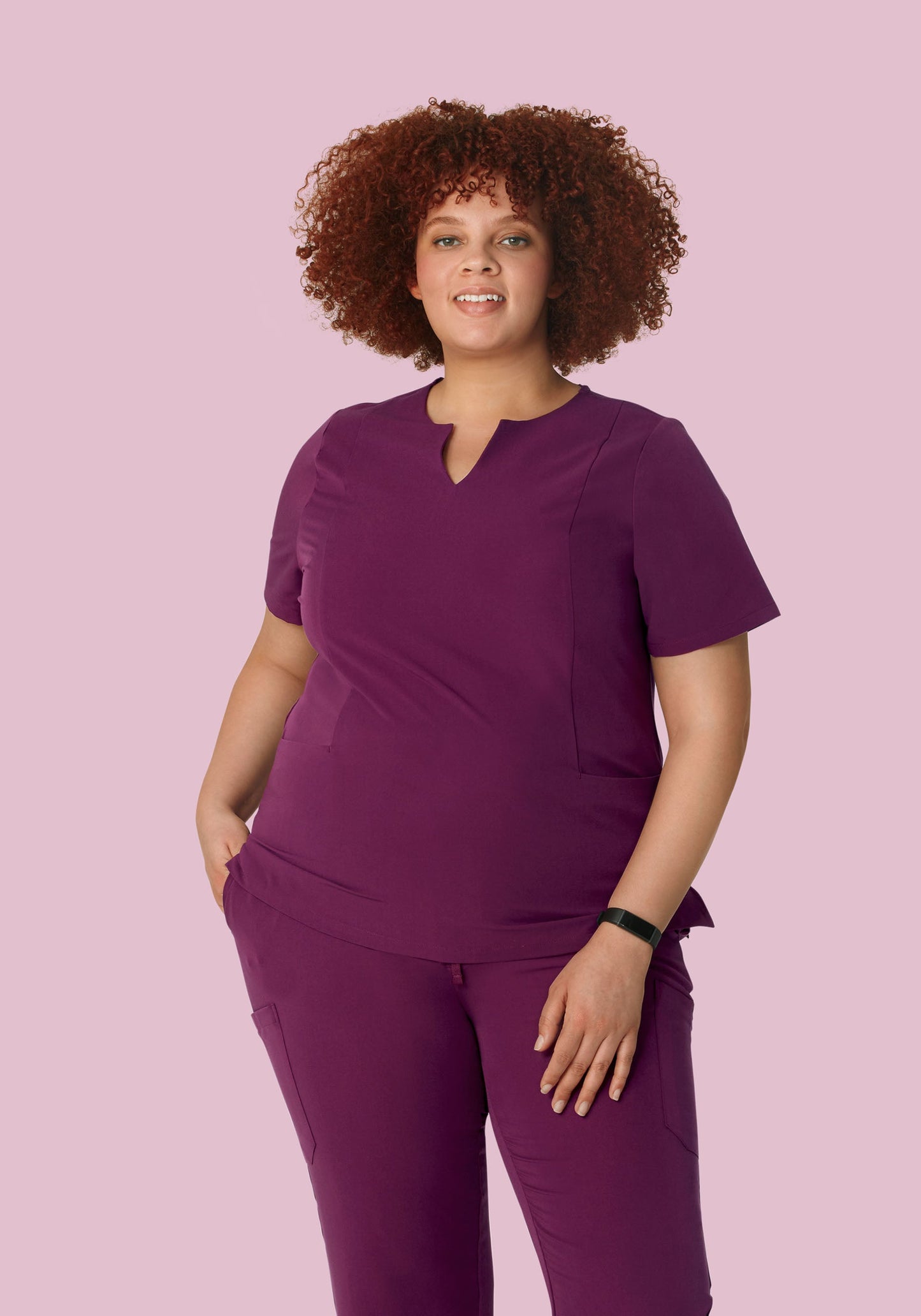5 Pocket Notch Neck Top Plum