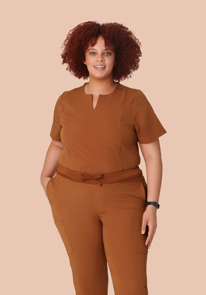 5 Pocket Notch Neck Top Roasted Pecan