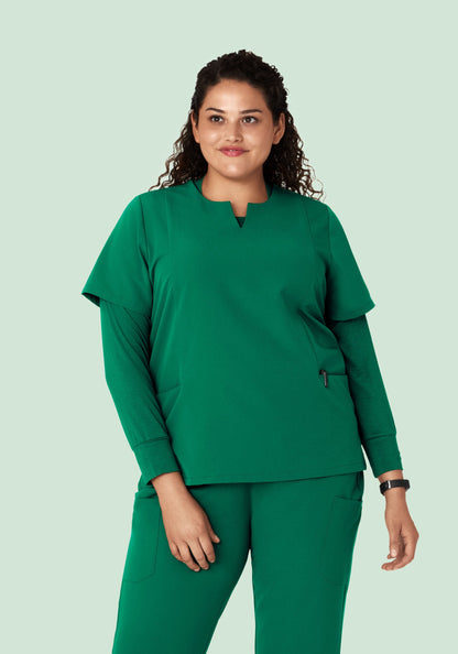 5 Pocket Notch Neck Top Envy Green