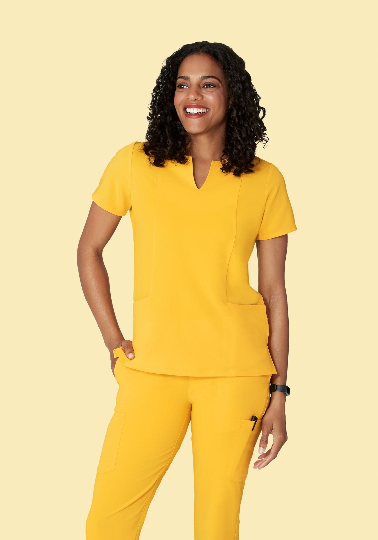 5 Pocket Notch Neck Top Daffodil