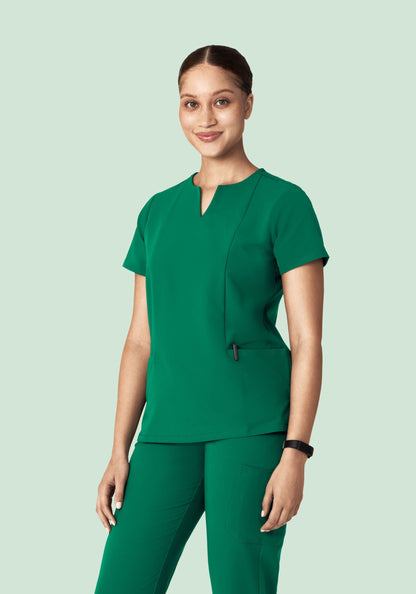 5 Pocket Notch Neck Top Envy Green