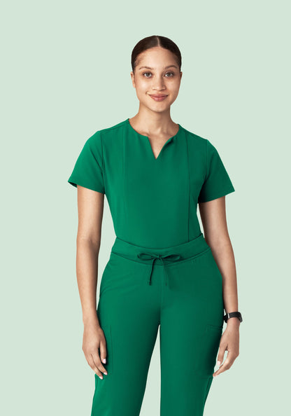 5 Pocket Notch Neck Top Envy Green