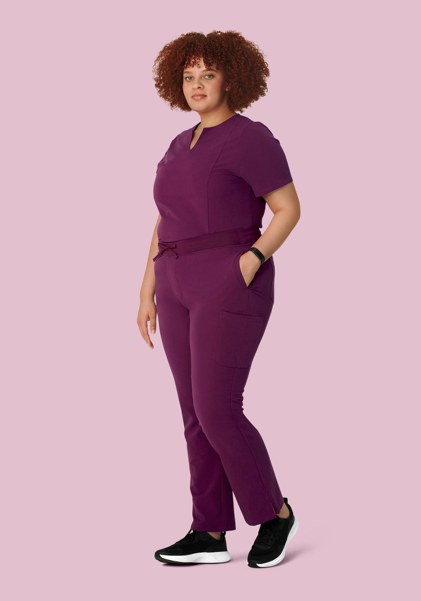 5 Pocket Notch Neck Top Plum