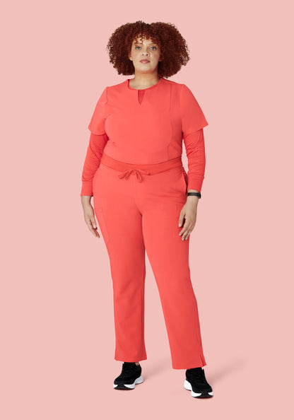 5 Pocket Notch Neck Top Sunkissed Coral