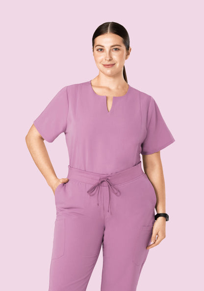 5 Pocket Notch Neck Top Lilac