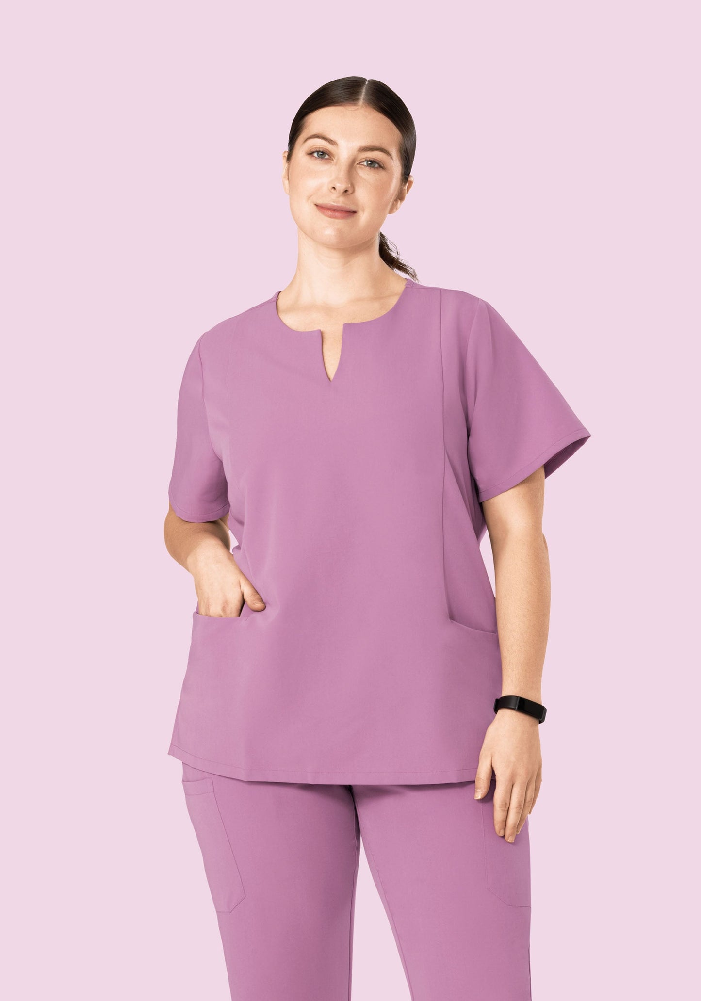5 Pocket Notch Neck Top Lilac