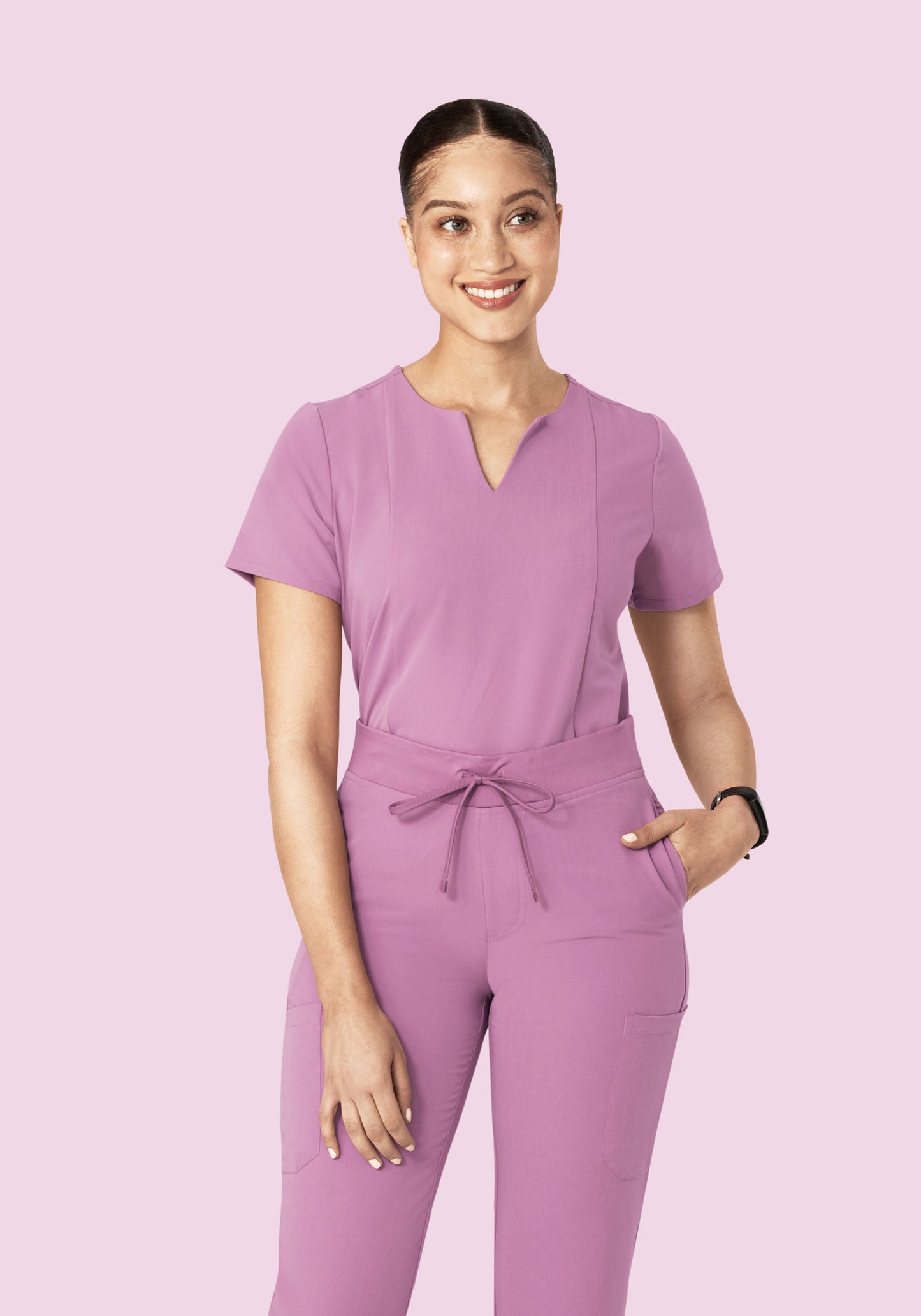 5 Pocket Notch Neck Top Lilac