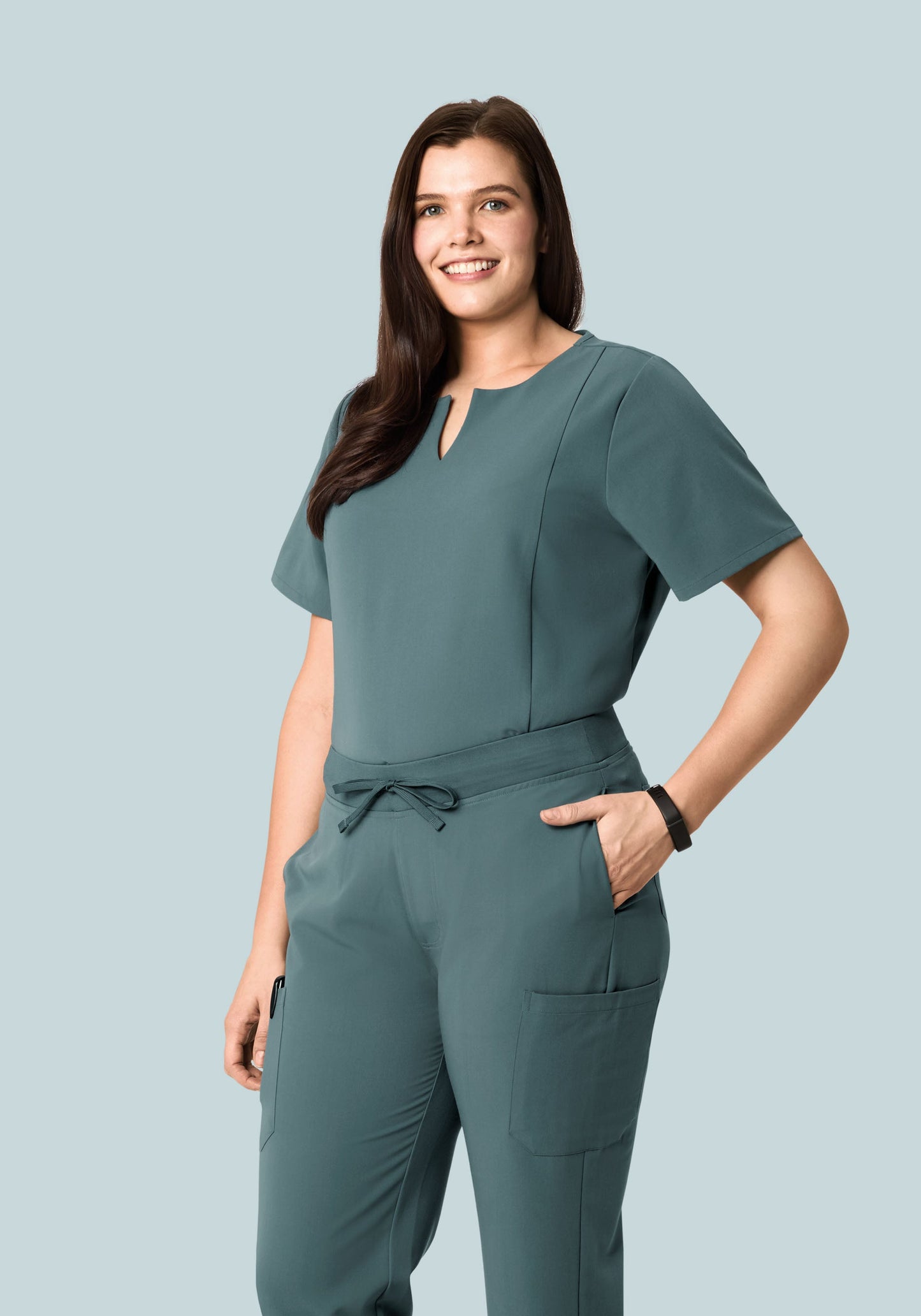 5 Pocket Notch Neck Top Stormy Sky