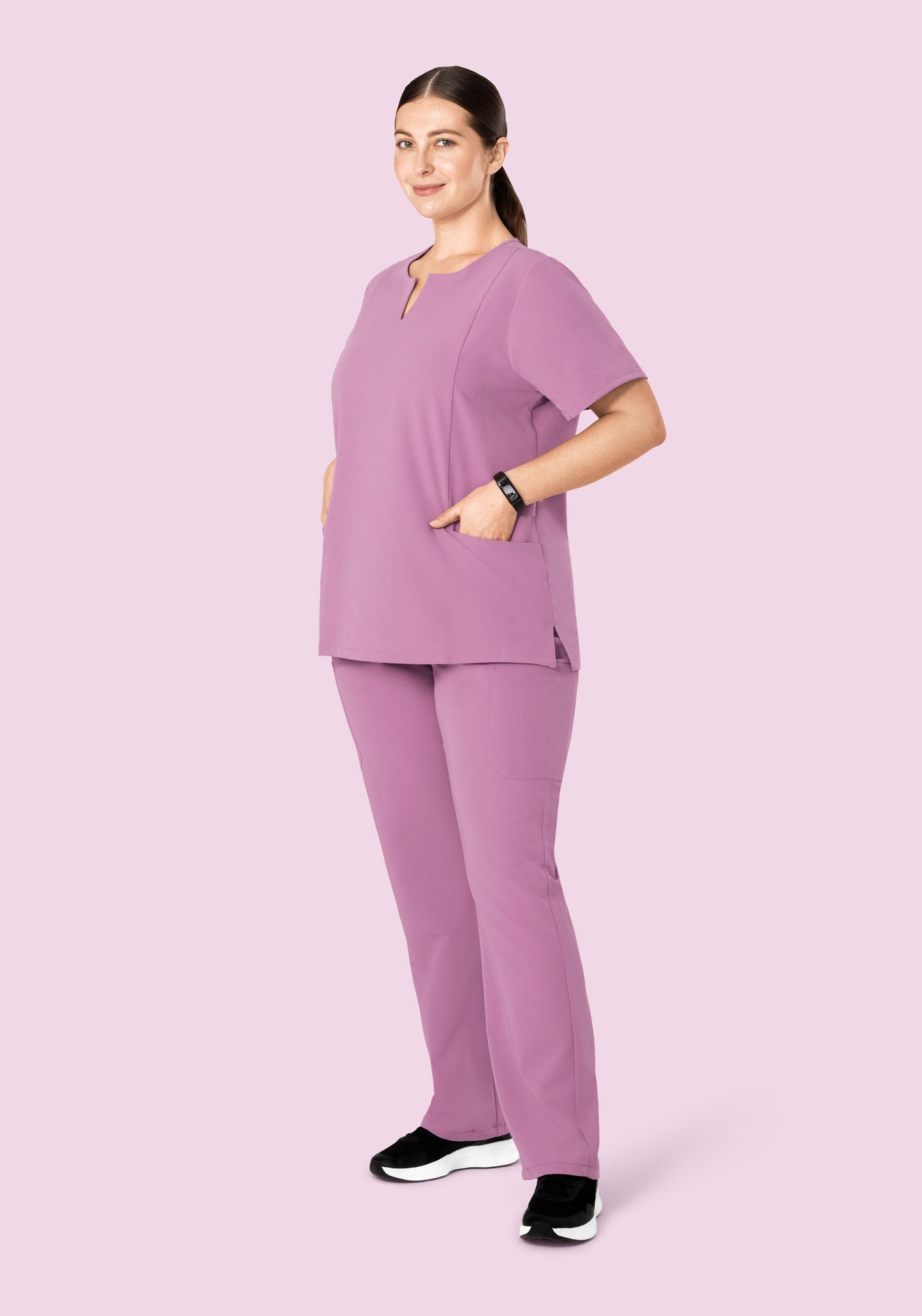 5 Pocket Notch Neck Top Lilac