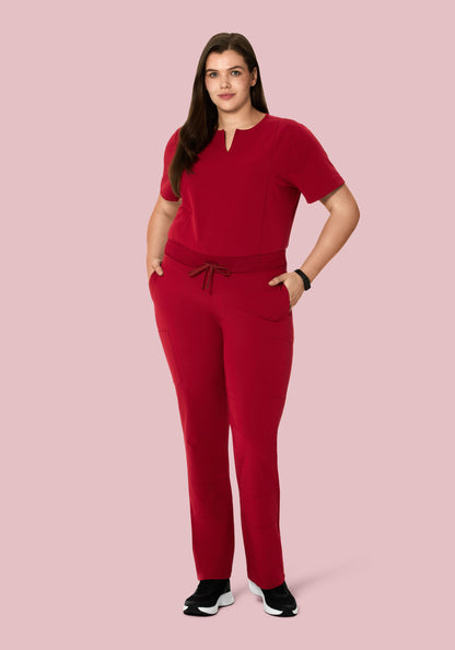 5 Pocket Notch Neck Top Cardinal