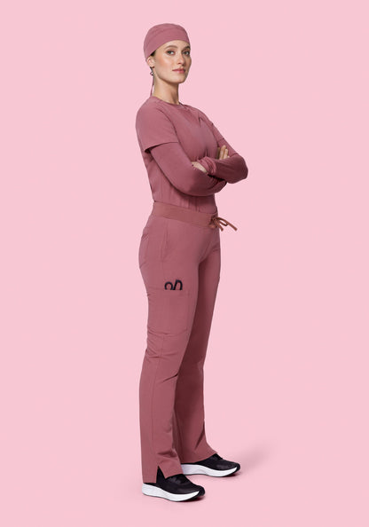 5 Pocket Notch Neck Top Mauve
