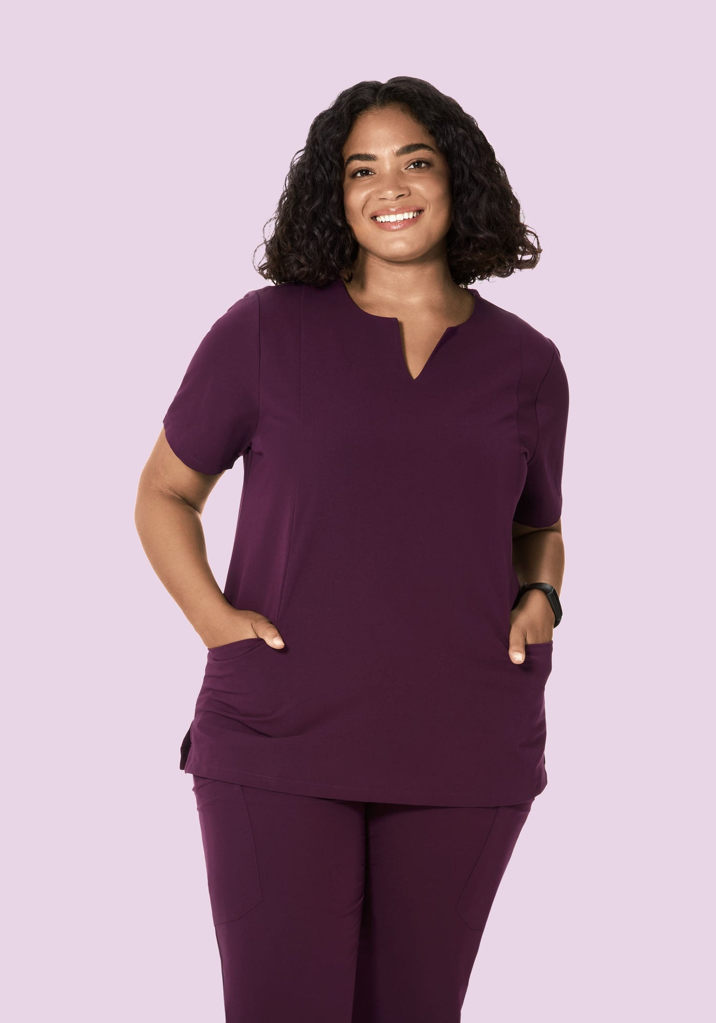 5 Pocket Notch Neck Top Açaí