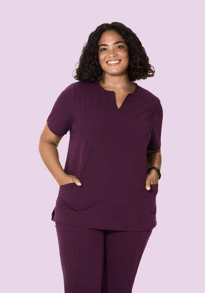 5 Pocket Notch Neck Top Açaí
