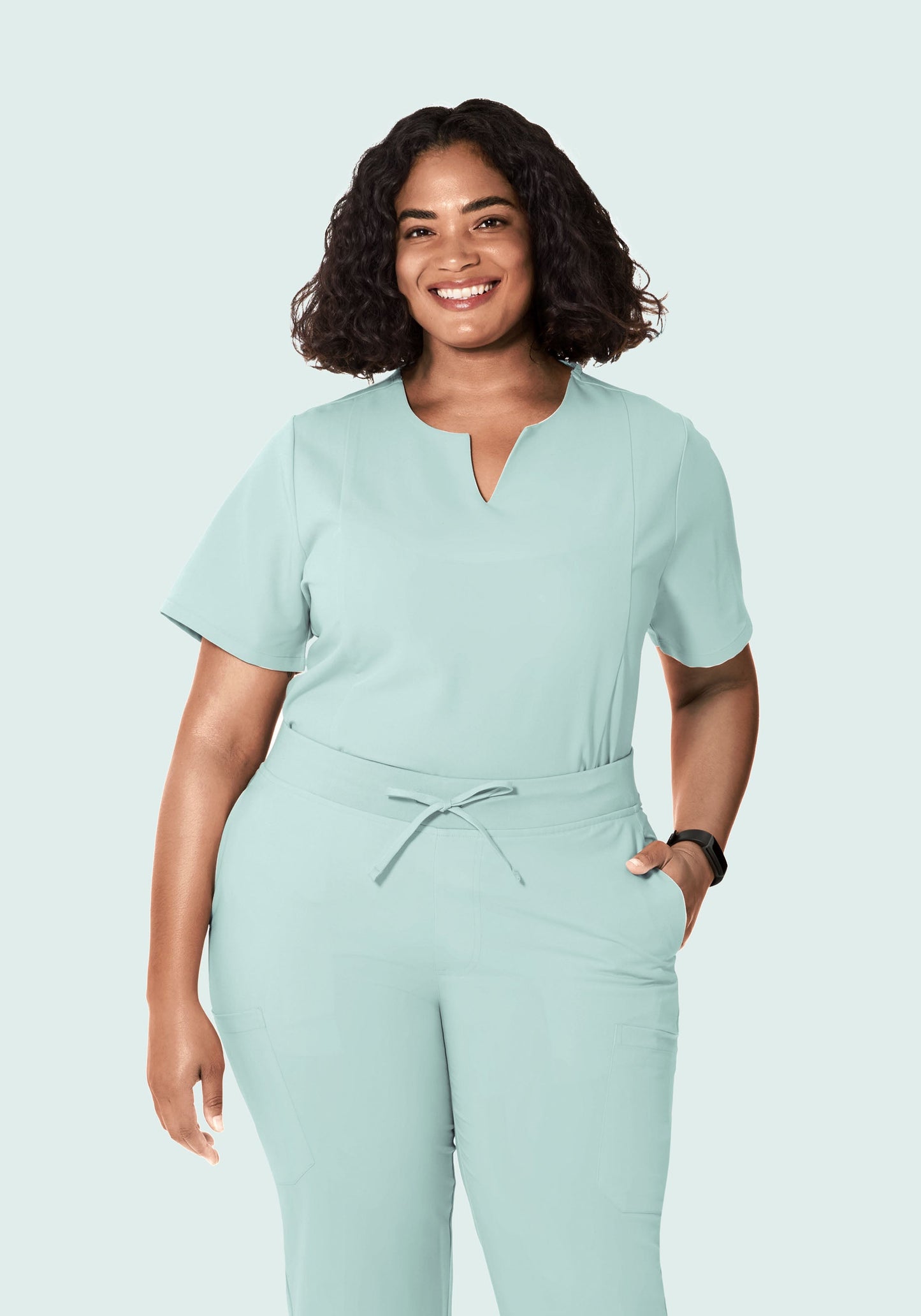 5 Pocket Notch Neck Top Sterling Blue