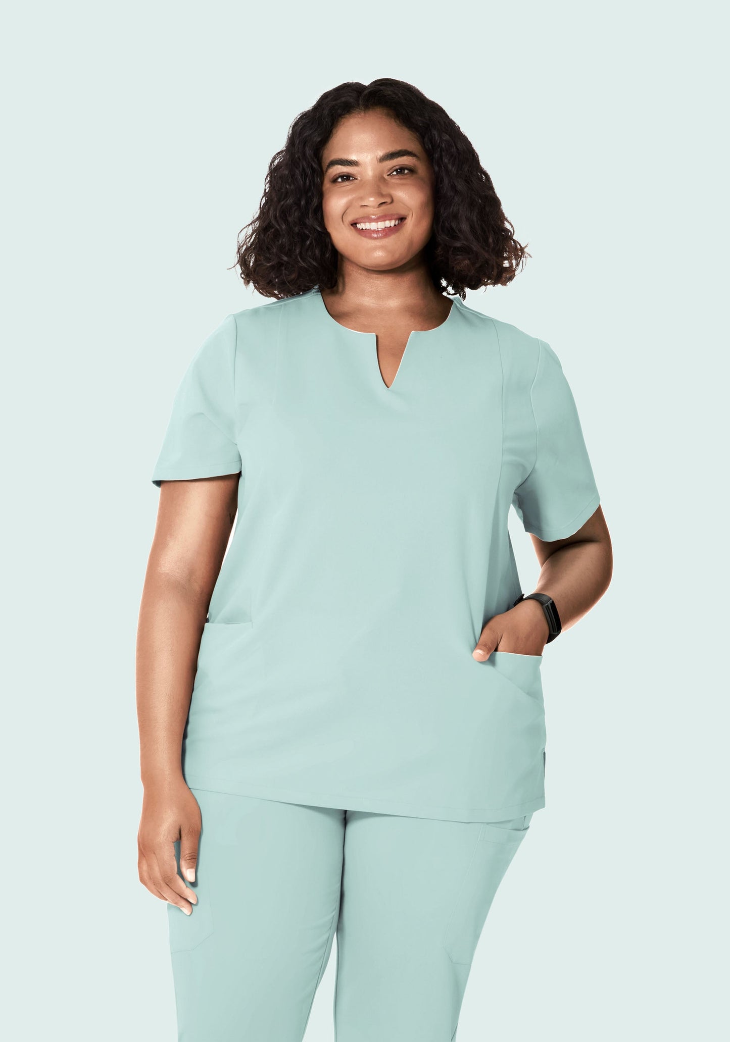 5 Pocket Notch Neck Top Sterling Blue