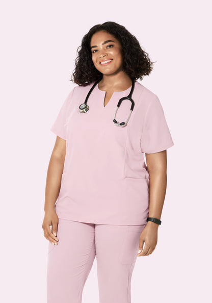 5 Pocket Notch Neck Top Blush Blossom