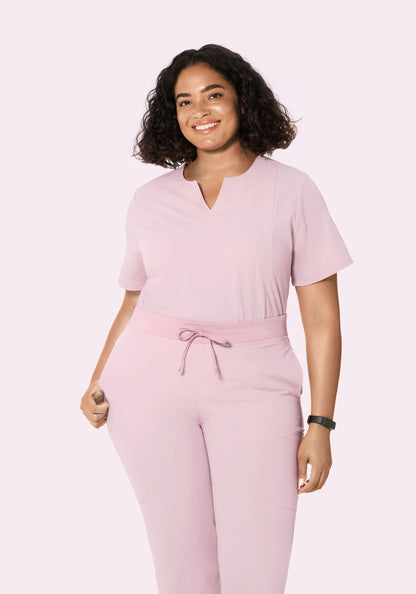 5 Pocket Notch Neck Top Blush Blossom