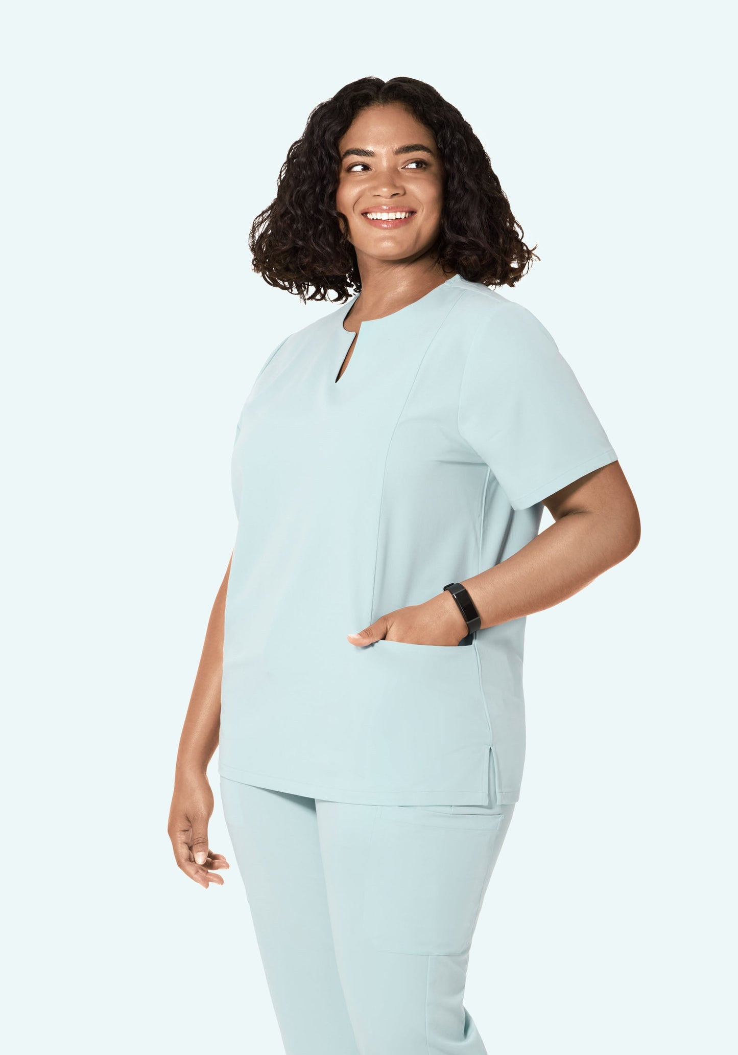 5 Pocket Notch Neck Top Sky