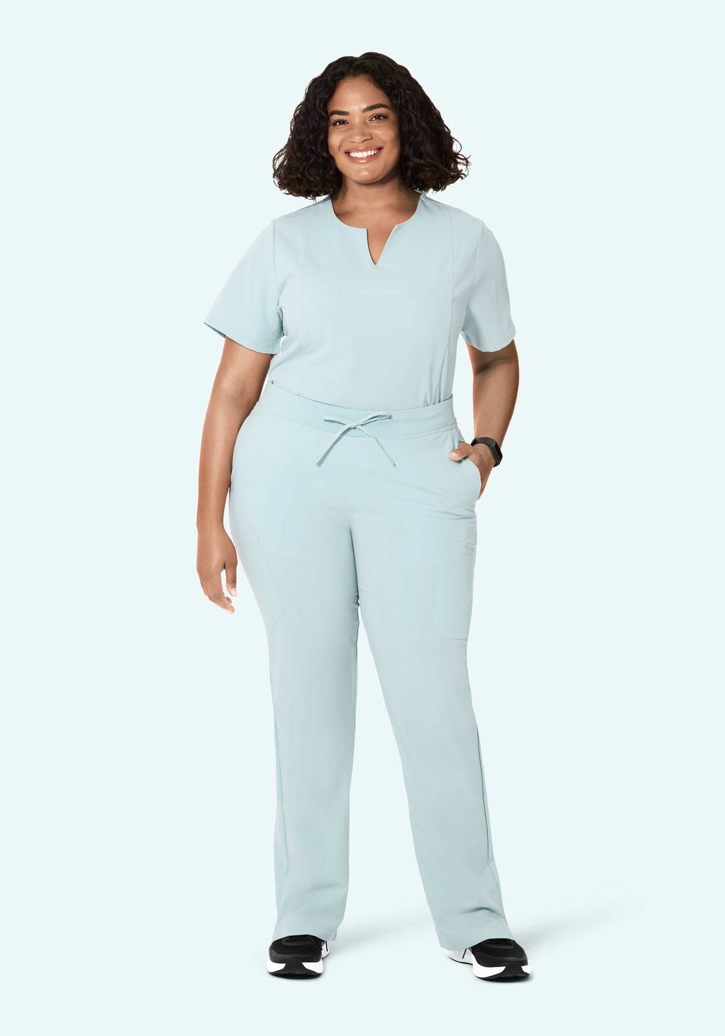 5 Pocket Notch Neck Top Sky