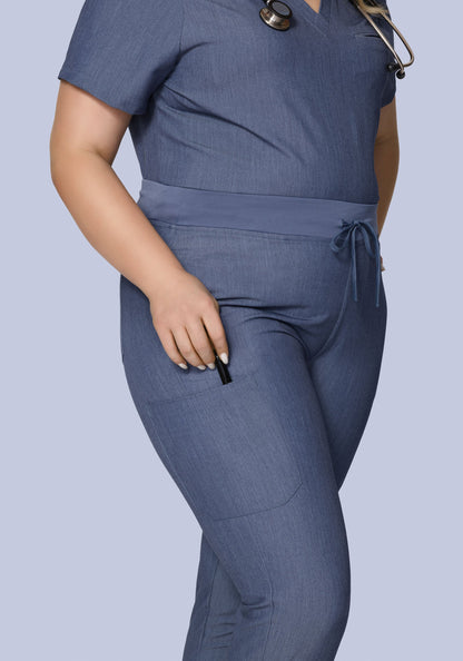 High Waisted Joggers Heather Denim