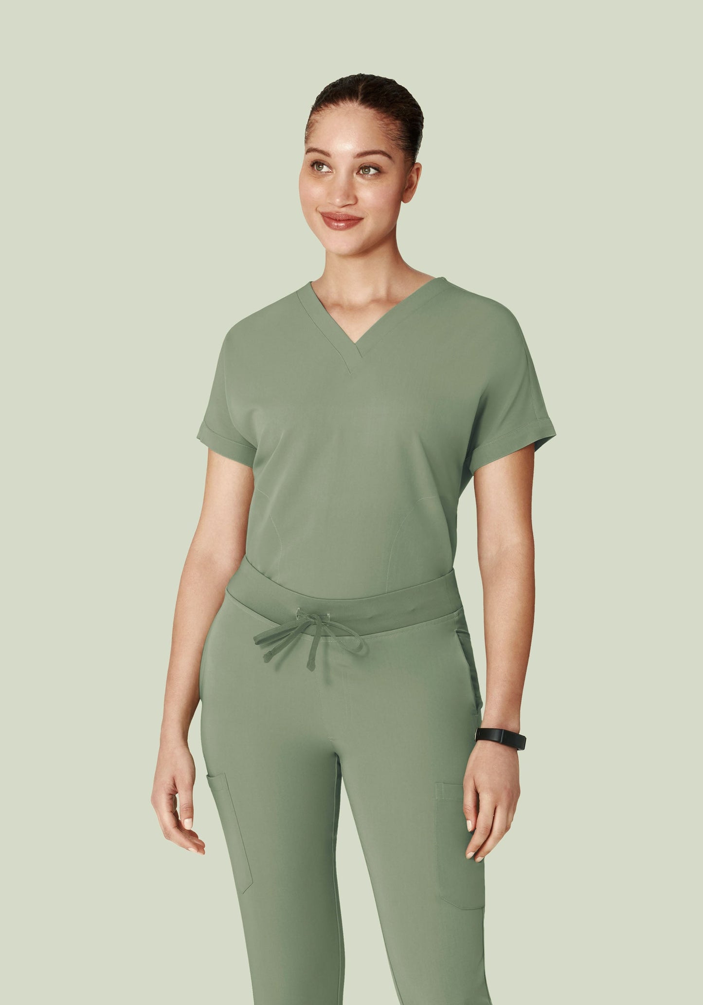 Oversized V Neck Top Cool Sage