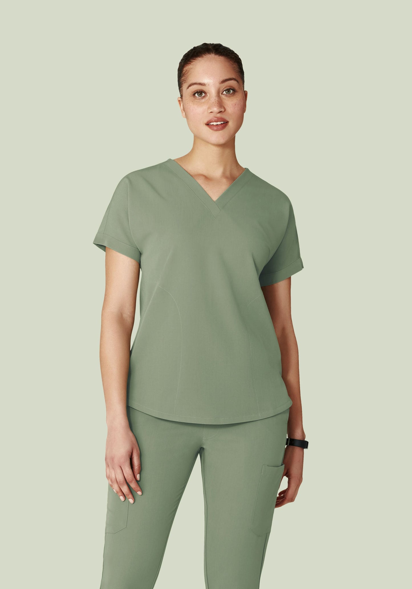 Oversized V Neck Top Cool Sage
