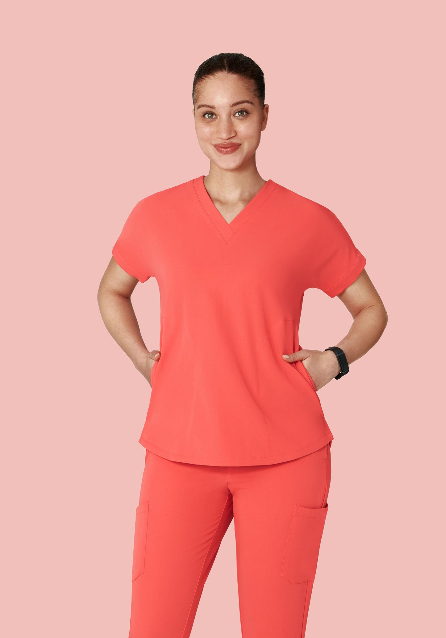 Oversized V Neck Top Sunkissed Coral