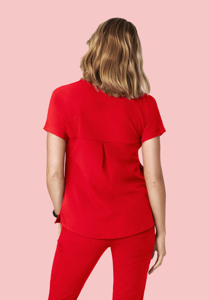 Oversized V Neck Top Candy Red